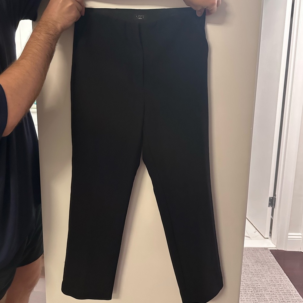 LOFT Black Cropped Straight-Leg Trousers